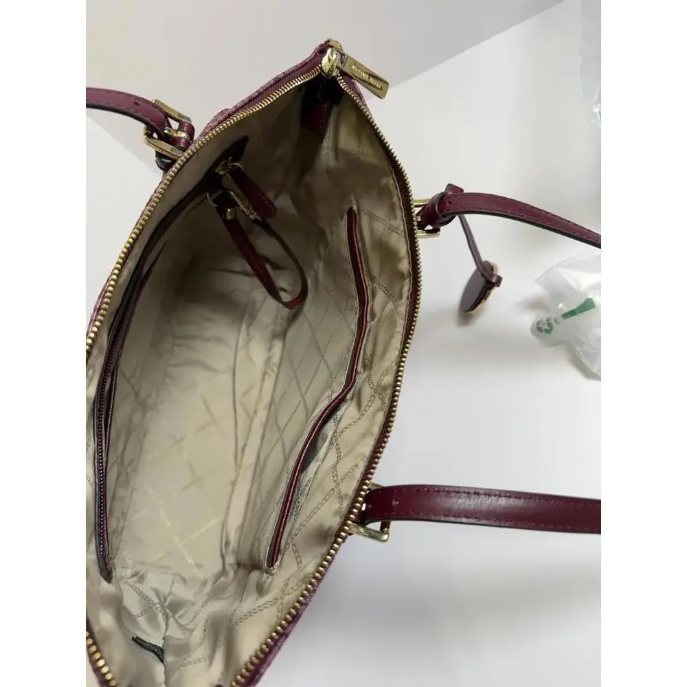 Michael Kors Burgundy Signature Tote Bag - Picture 3 of 5